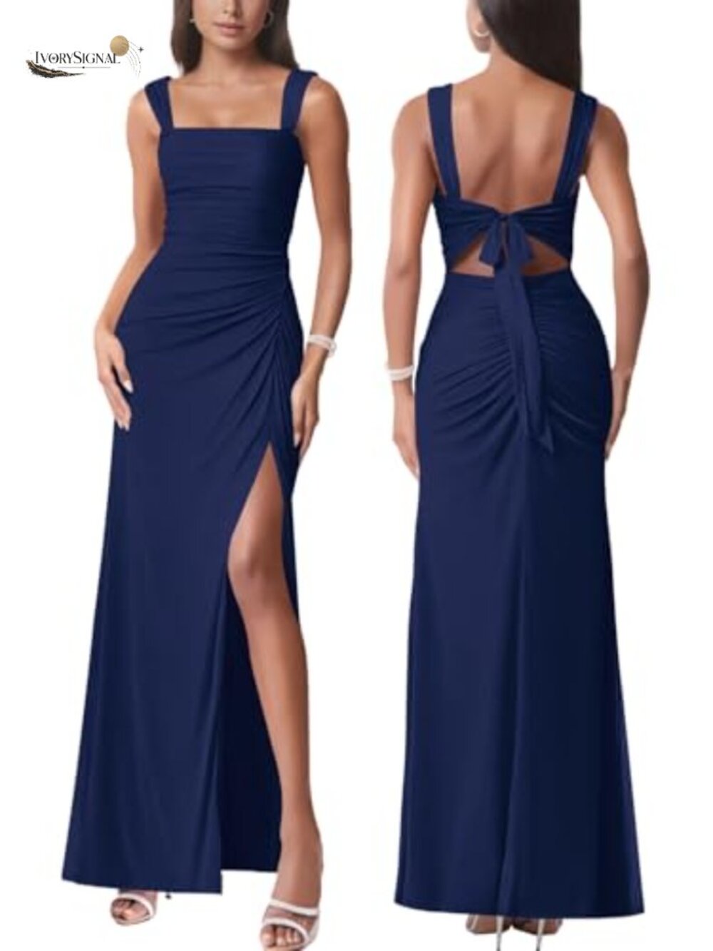 Women Sexy Mesh Split Ruched Maxi Dress Party Cocktail Long Dress